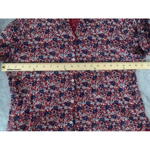 Lucky Brand Size XL/TG  Red Blue Paisley Print Peasant Top Lagenlook Boho - Picture 13 of 14